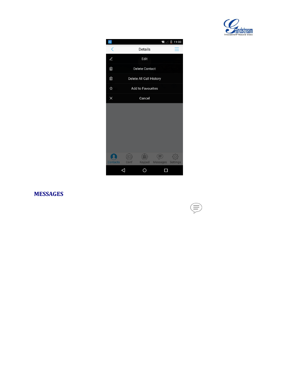 Messages | Grandstream Wave User Manual | Page 43 / 65