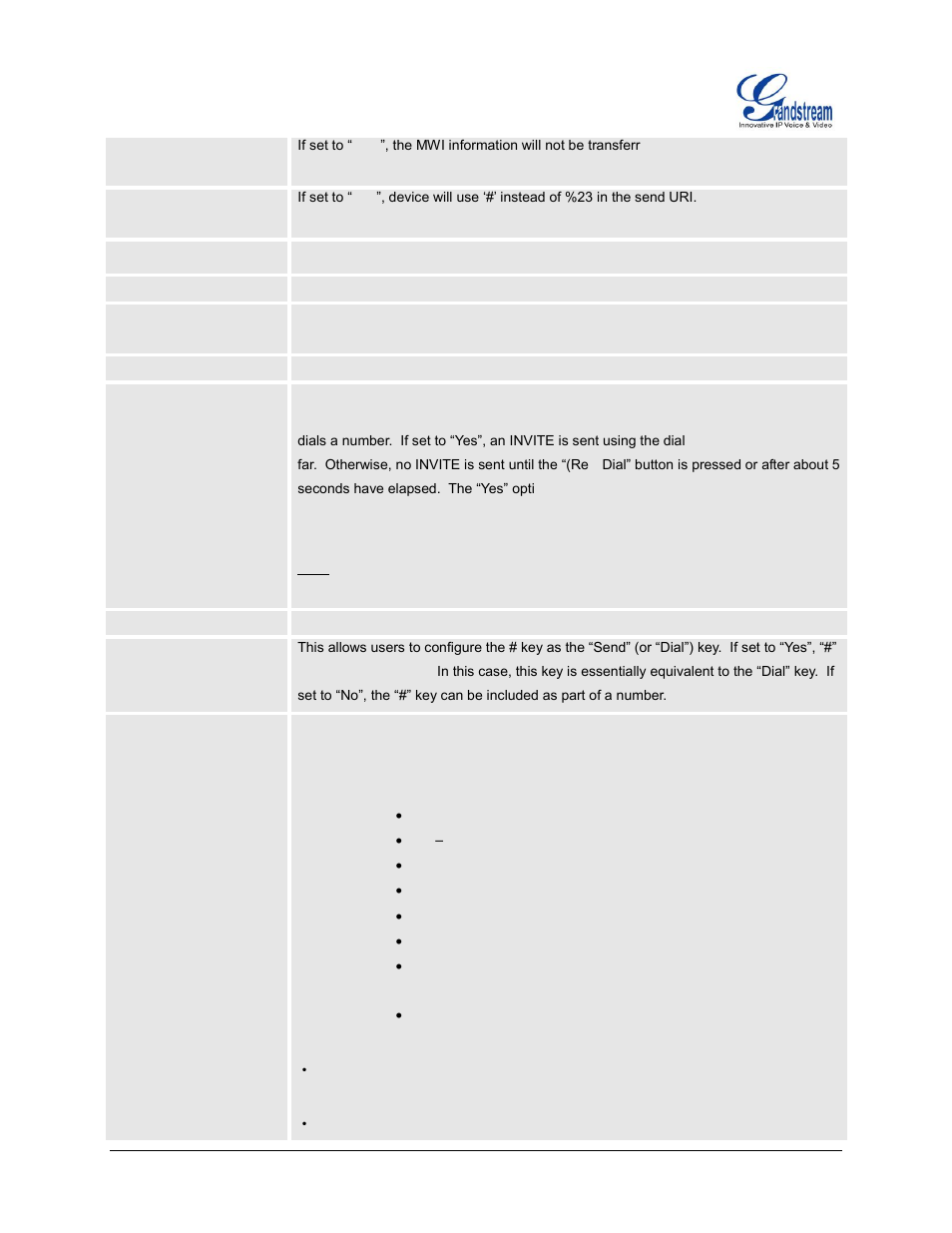 Disable multiple m line in sdpdisable multiple m, Line in sdp, Do not escape '#' as %23 in sip uri | Grandstream HT503 User Manual User Manual | Page 46 / 66