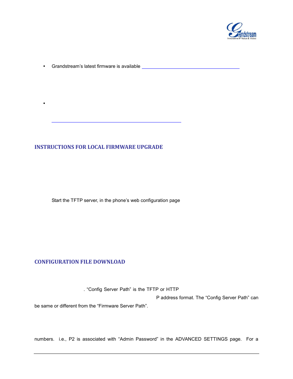 Configuration file download, Instructions for local firmware upgrade | Grandstream HT503 User Manual User Manual | Page 62 / 66