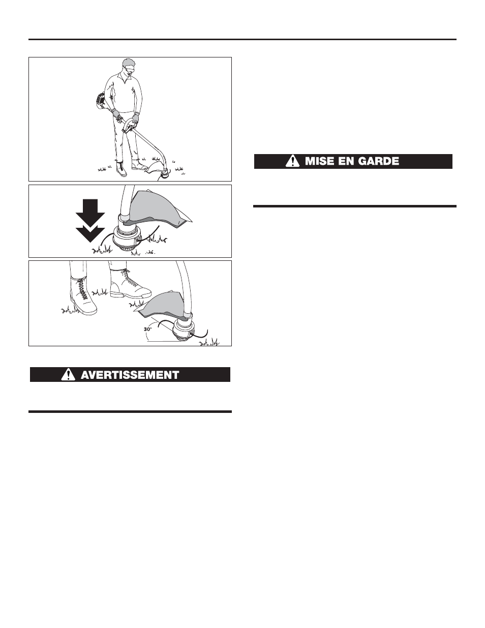 Fonctionnement (suite), Tenue de la désherbeuse, Réglage de la longueur du fil | Conseils pour bien désherber, Coupe décorative | Cub Cadet CC2025 User Manual | Page 35 / 72