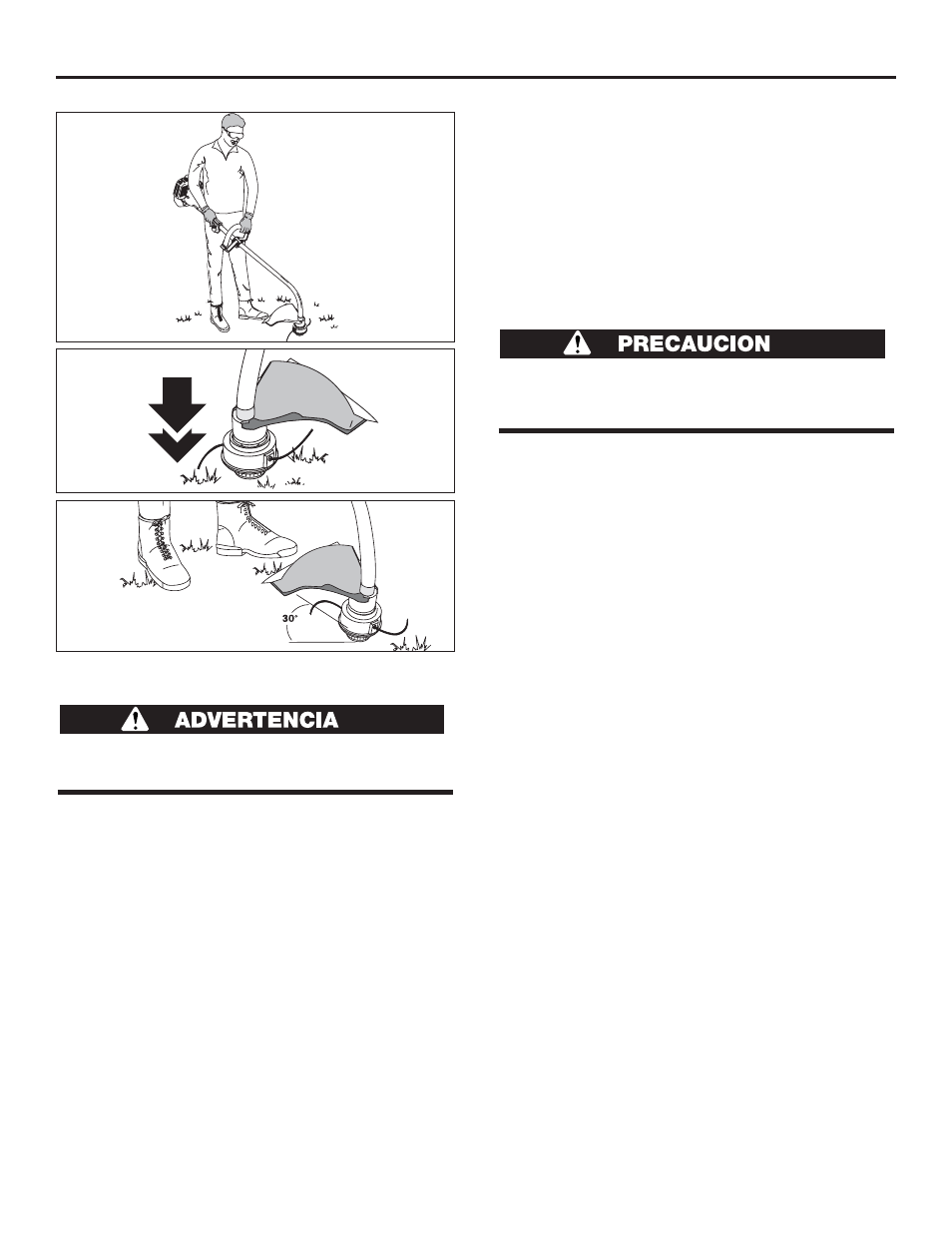Operación (continuación), Como sostener el recortador, Ajuste de la longitud de al linea de corte | Recorte decorativo | Cub Cadet CC2025 User Manual | Page 59 / 72