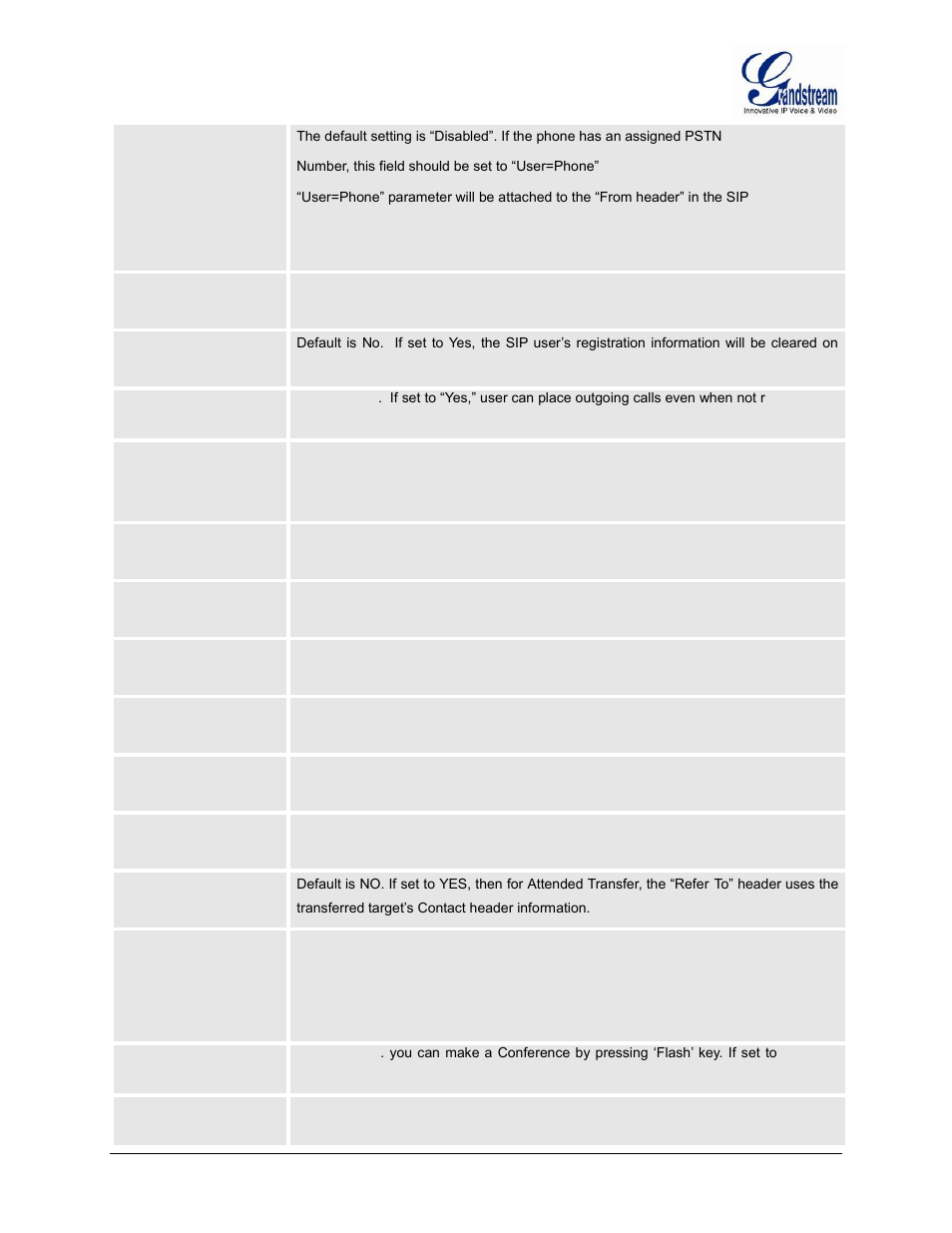 Hold target before refer, Reregister before expiration | Grandstream HT502 User Manual User Manual | Page 42 / 56