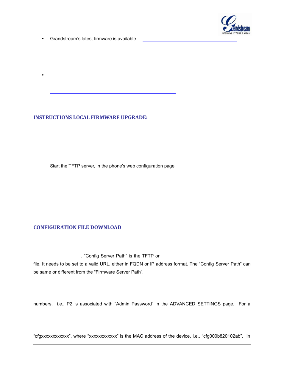 Instructions local firmware upgrade, Configuration file download | Grandstream HT502 User Manual User Manual | Page 52 / 56
