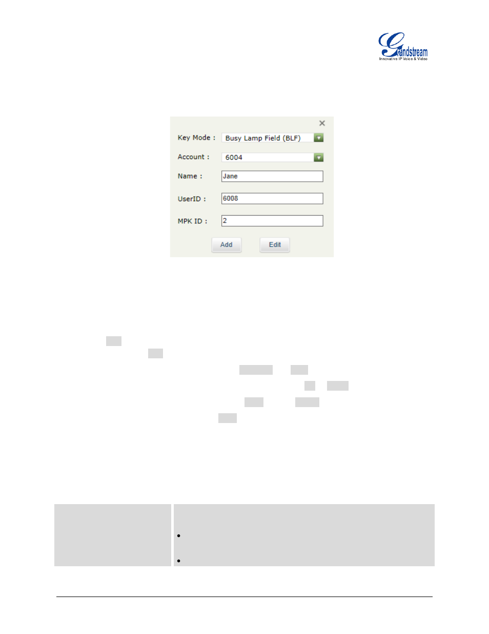 Table 7: gxp2200ext web gui settings, Figure 10: gxp2200ext mpk editing window | Grandstream GXP2200EXT User Manual User Manual | Page 20 / 27
