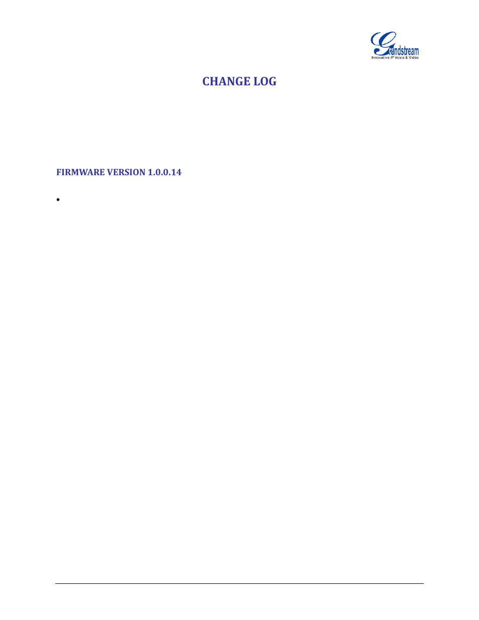 Change log, Firmware version 1.0.0.14 | Grandstream GXP2200EXT User Manual User Manual | Page 5 / 27