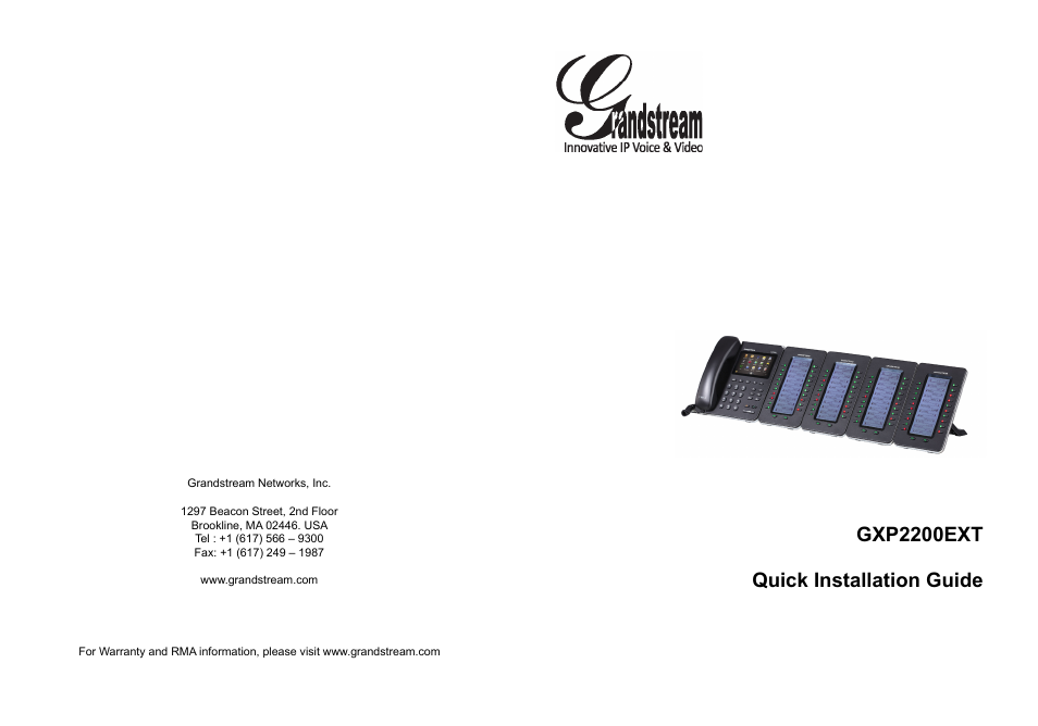 Grandstream GXP2200EXT Quick Installation Guide User Manual | 18 pages