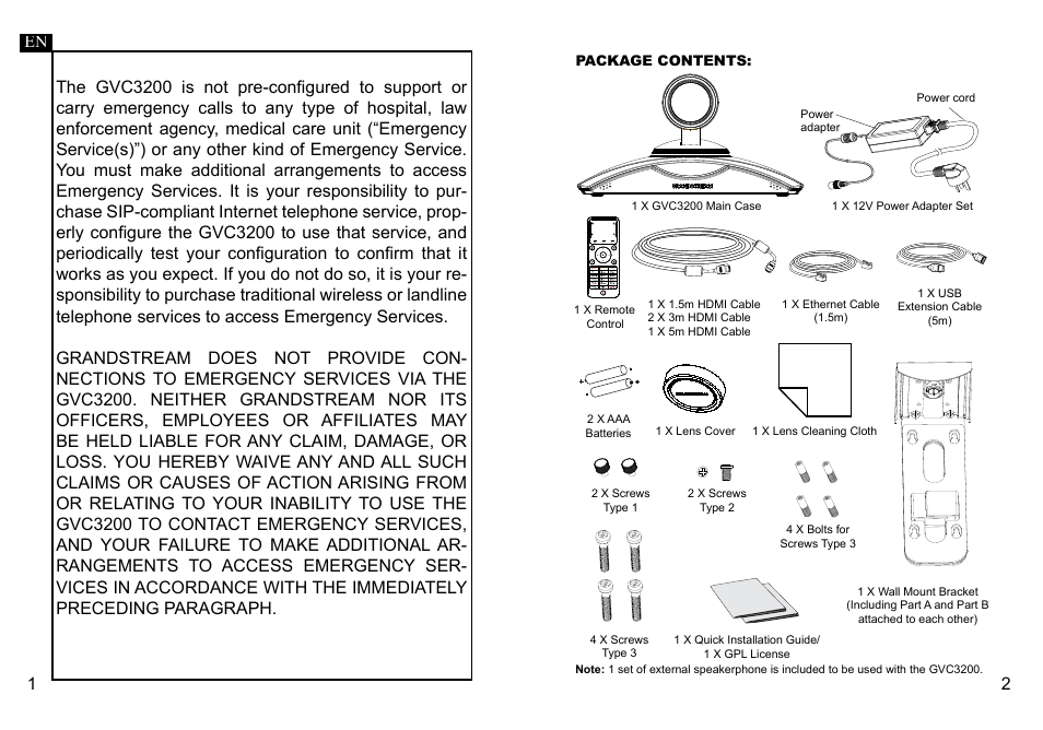Grandstream GVC3200 Quick Installation Guide User Manual | Page 3 / 52