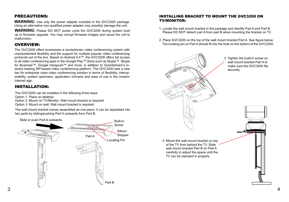 Grandstream GVC3200 Quick Installation Guide User Manual | Page 4 / 52
