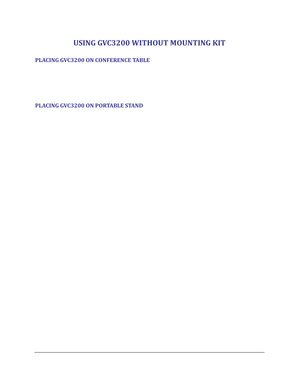Using gvc3200 without mounting kit, Placing gvc3200 on conference table, Placing gvc3200 on portable stand | Grandstream GVC3200 Installation Examples User Manual | Page 5 / 8