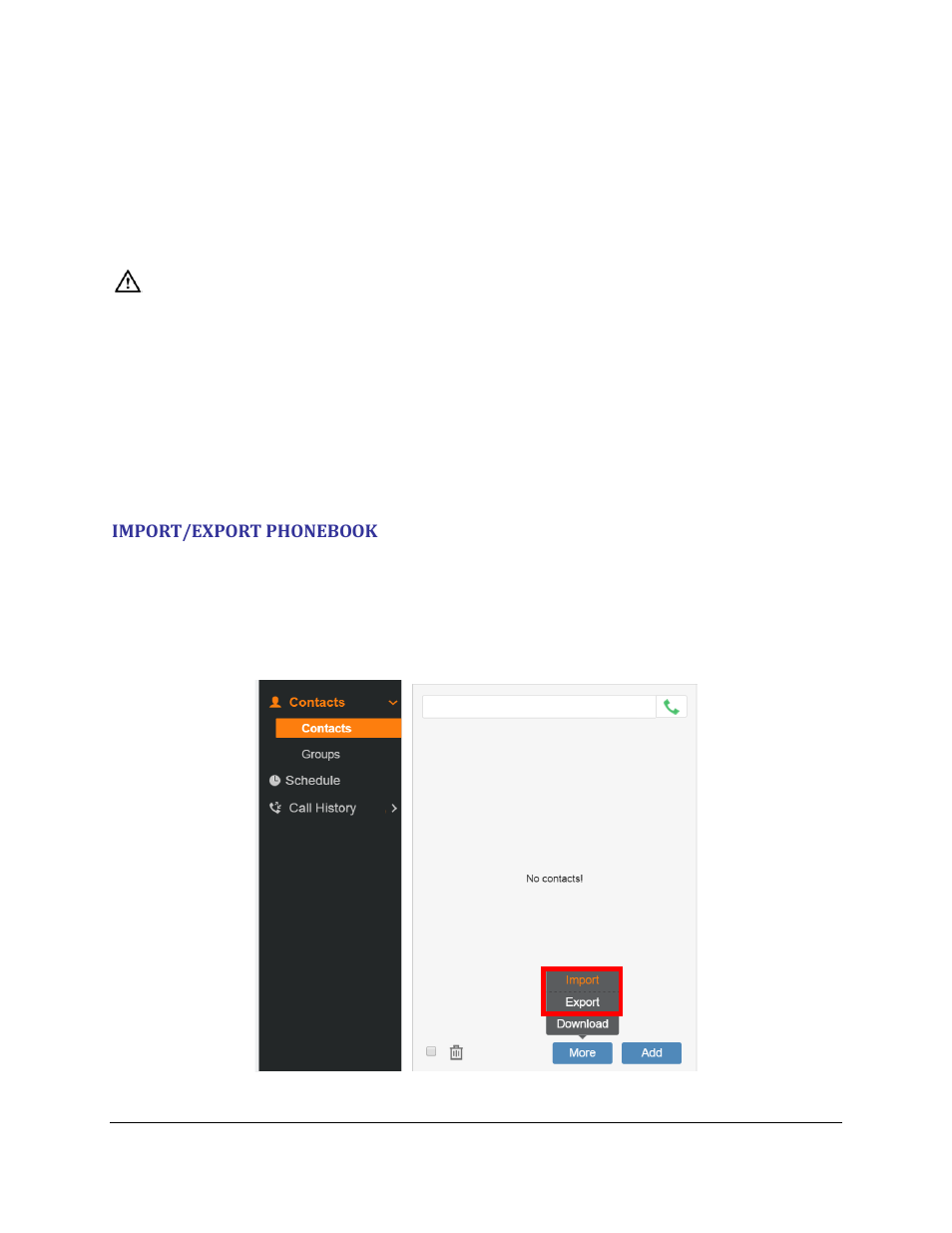 Import/export phonebook, Figure 12: import/export phone book | Grandstream GVC3200 phone book XML guide User Manual | Page 15 / 24