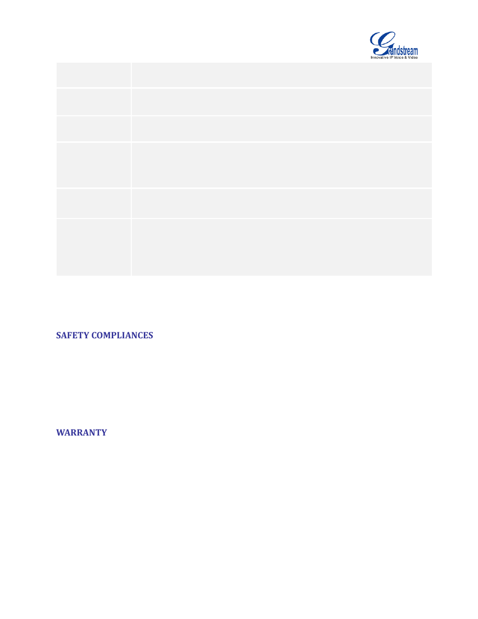 Safety compliances, Warranty | Grandstream GVC3200 User Guide User Manual | Page 15 / 98