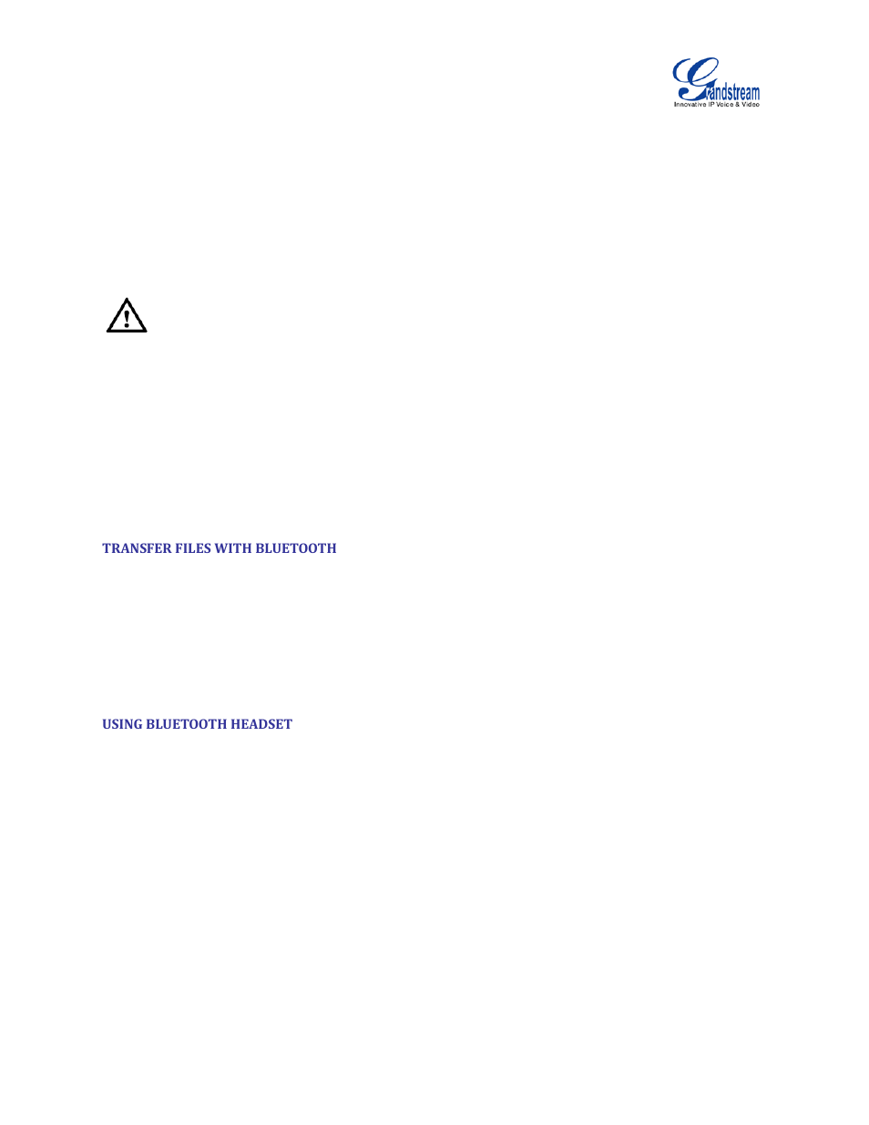 Transfer files with bluetooth, Using bluetooth headset | Grandstream GVC3200 User Guide User Manual | Page 34 / 98