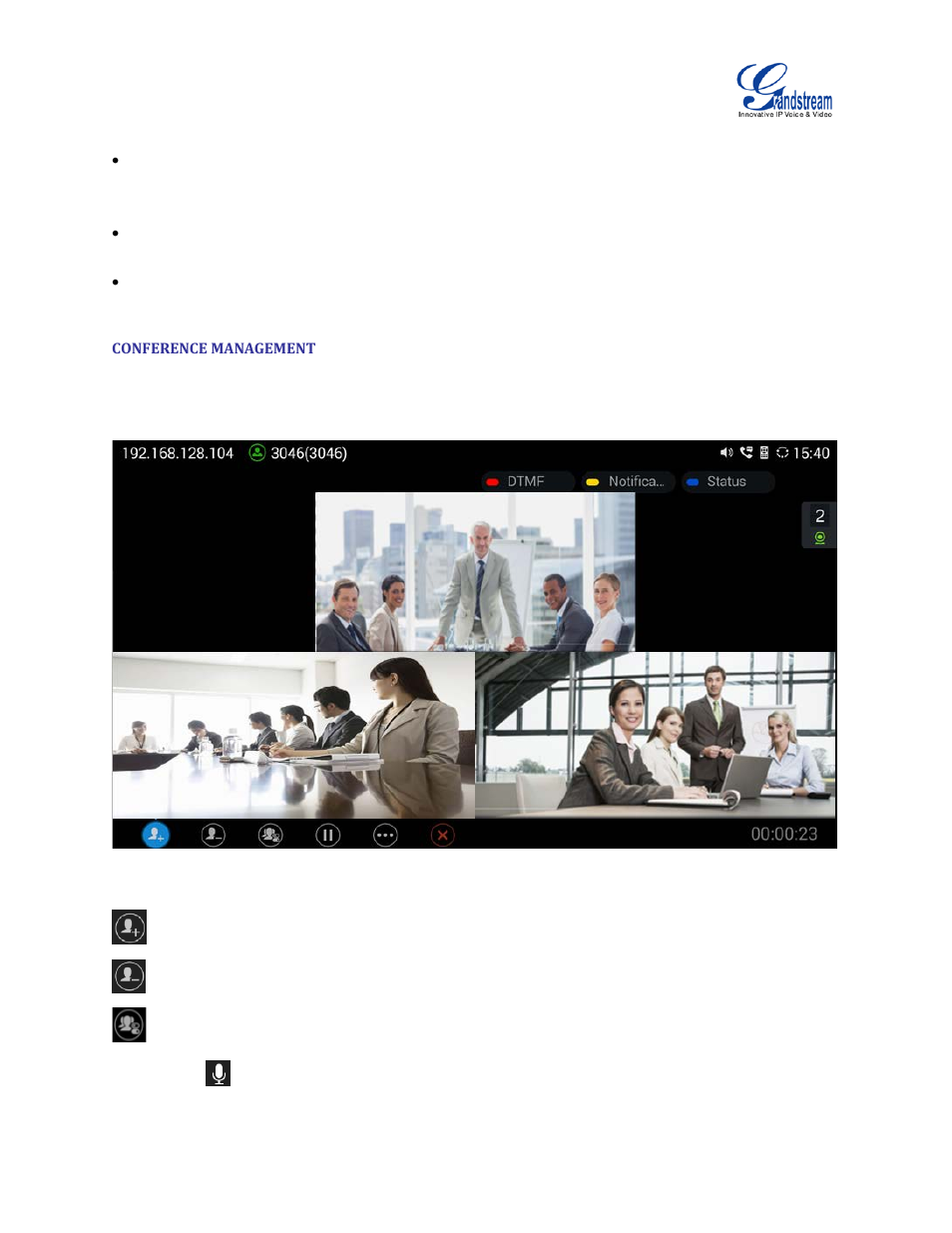 Conference management, Figure 23 gvc3200 3-way conference | Grandstream GVC3200 User Guide User Manual | Page 53 / 98