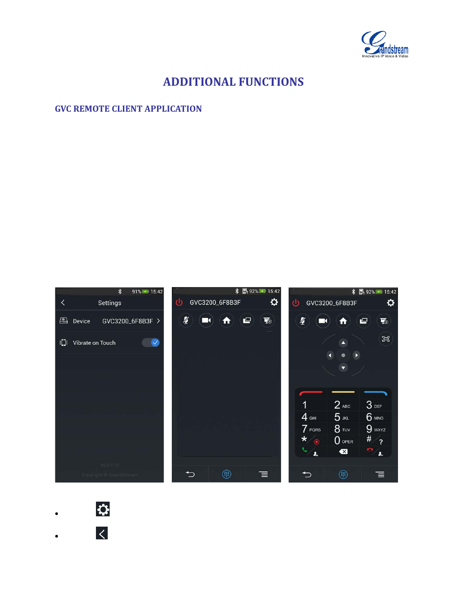 Additional functions, Gvc remote client application | Grandstream GVC3200 User Guide User Manual | Page 66 / 98