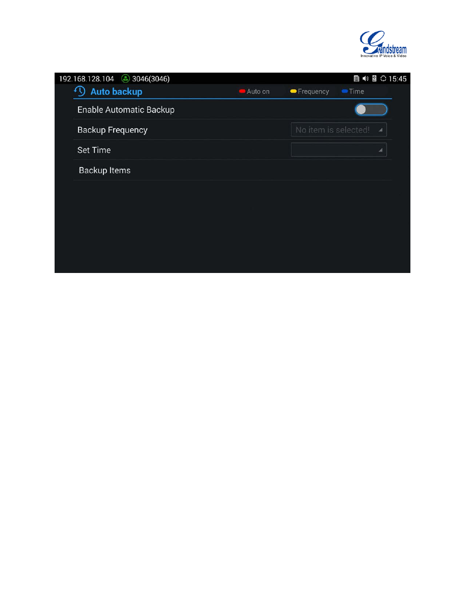 Figure 43 gvc3200 backup screen | Grandstream GVC3200 User Guide User Manual | Page 81 / 98