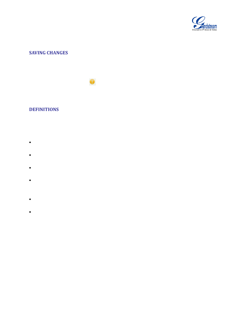 Saving changes, Definitions | Grandstream GVC3200 User Guide User Manual | Page 88 / 98