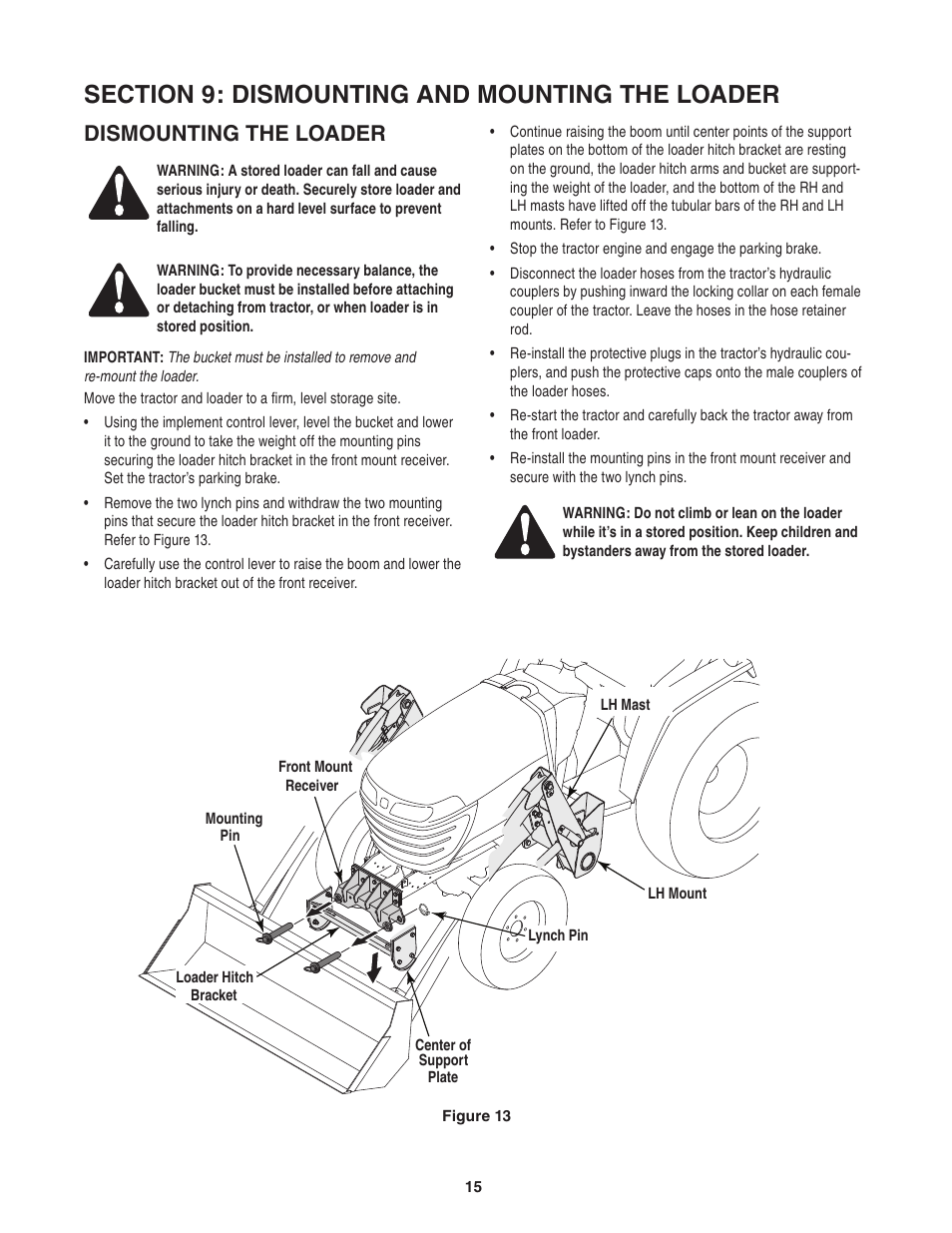 Dismounting the loader | Cub Cadet 59A40003727 User Manual | Page 15 / 28