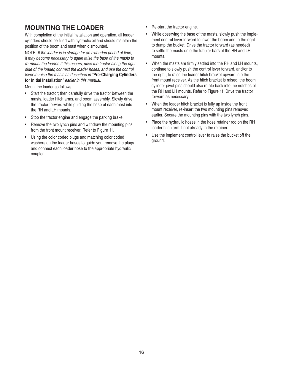 Mounting the loader | Cub Cadet 59A40003727 User Manual | Page 16 / 28