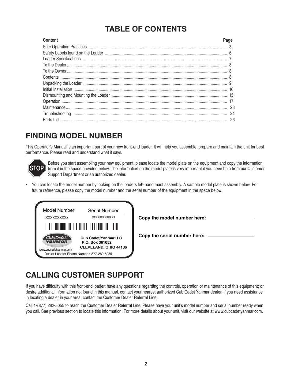 Cub Cadet 59A40003727 User Manual | Page 2 / 28
