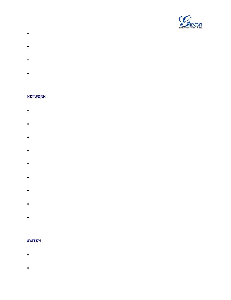 Network, System | Grandstream GVC3200 Administration Guide User Manual | Page 26 / 62