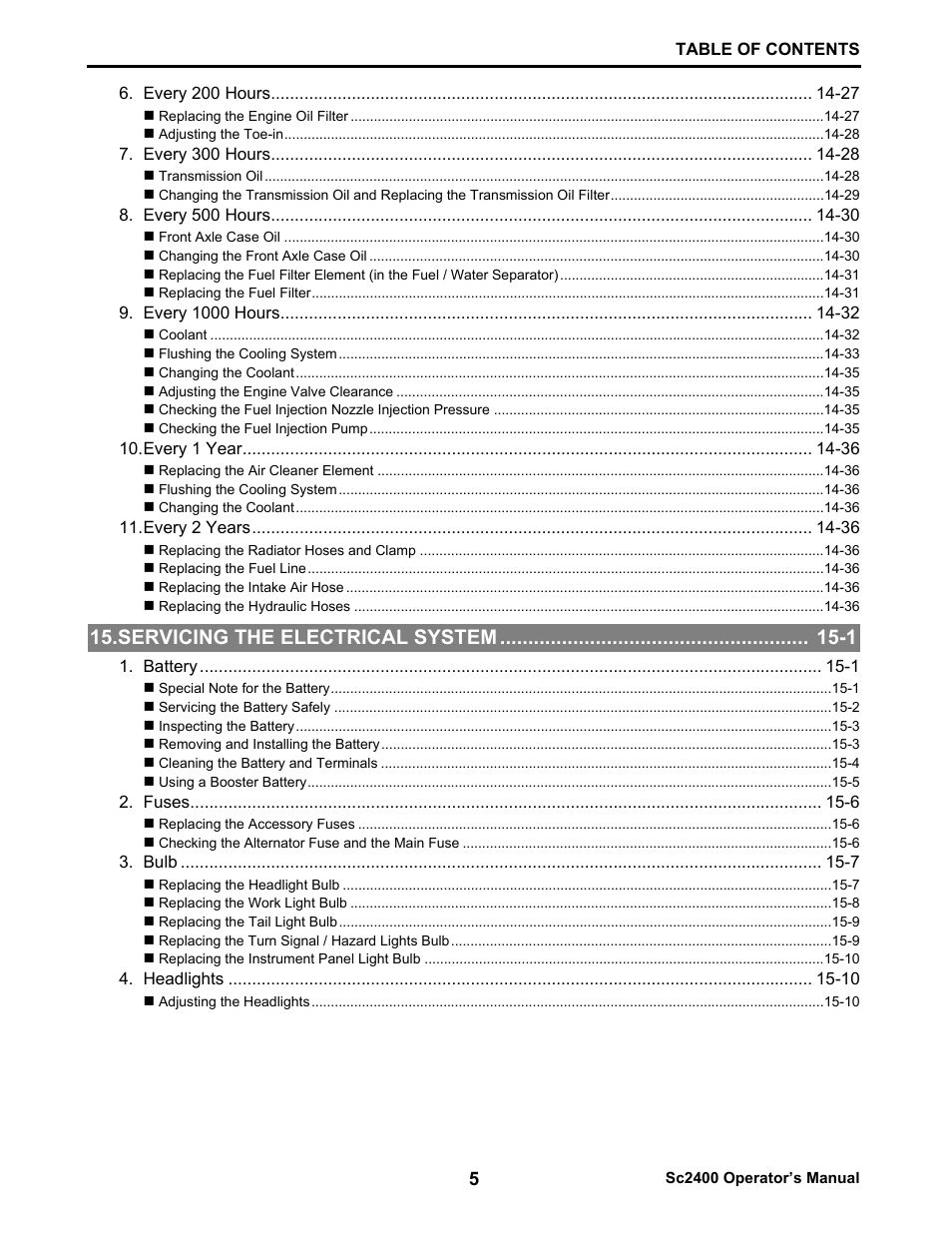Servicing the electrical system -1 | Cub Cadet SC2400 User Manual | Page 7 / 133