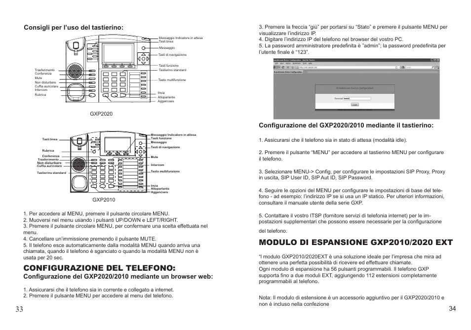 Configurazione del telefono, Consigli per l’uso del tastierino | Grandstream GXP2010 User Manual | Page 18 / 22