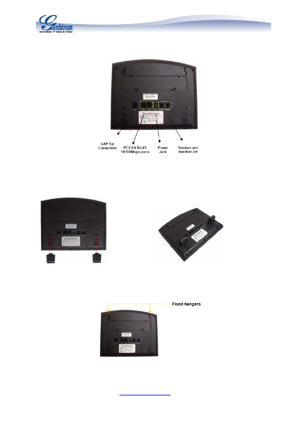 Soporte de pared, Figura 2: conecte los espaciadores al gxp2020 | Grandstream GXP2020 User Manual | Page 3 / 7