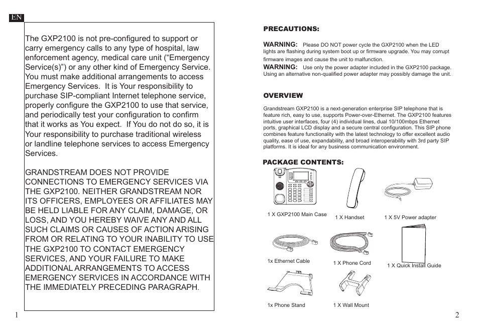 Grandstream GXP2100 User Manual | Page 2 / 4