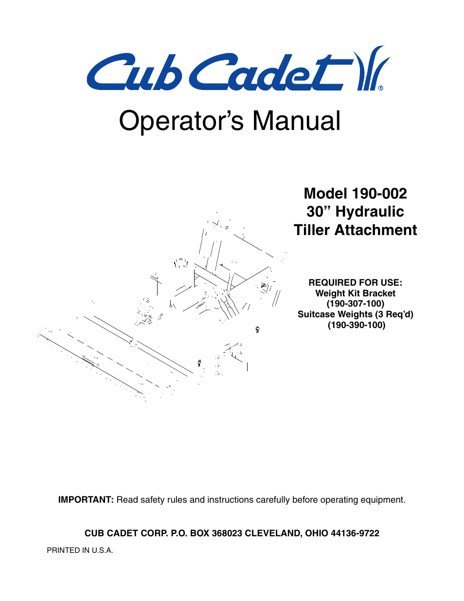 Cub Cadet 190-002 User Manual | 28 pages