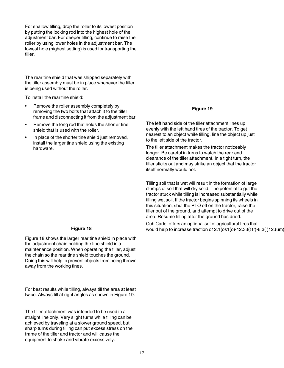 Using the rear tine shield, Operating tips | Cub Cadet 190-002 User Manual | Page 17 / 28