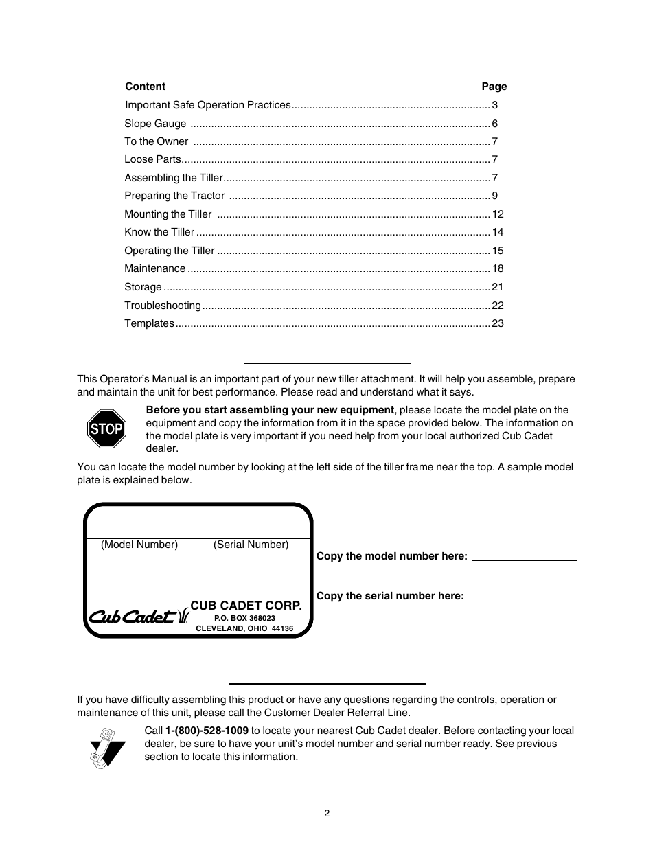 Cub Cadet 190-002 User Manual | Page 2 / 28