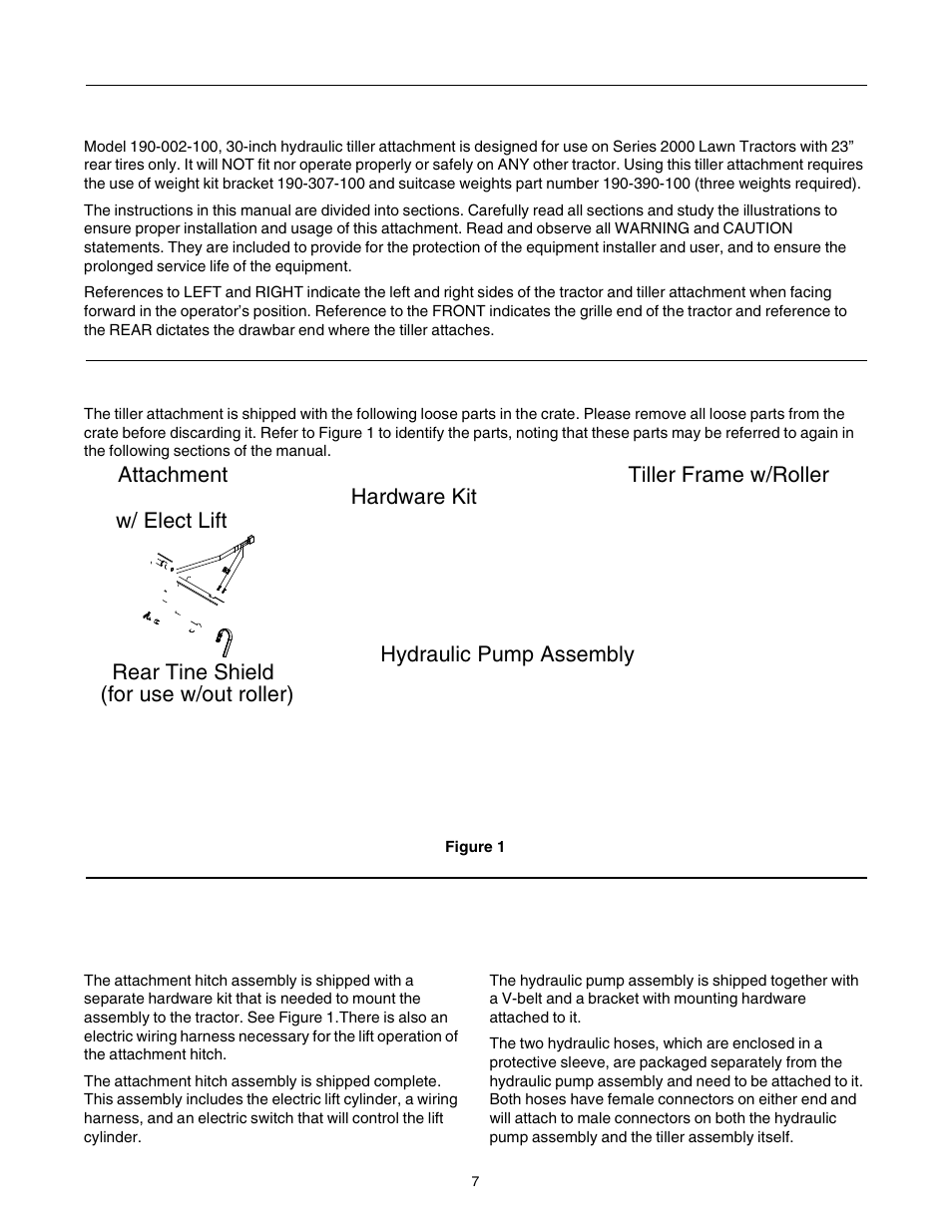 Attachment hitch assembly, Hydraulic pump assembly | Cub Cadet 190-002 User Manual | Page 7 / 28
