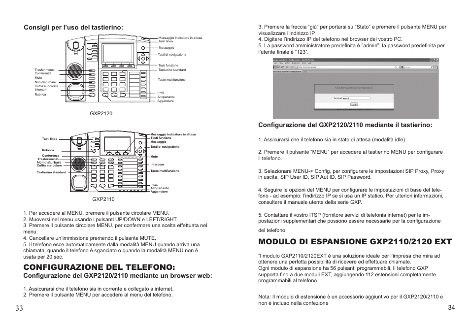 Configurazione del telefono, Consigli per l’uso del tastierino | Grandstream GXP2110 User Manual | Page 18 / 22