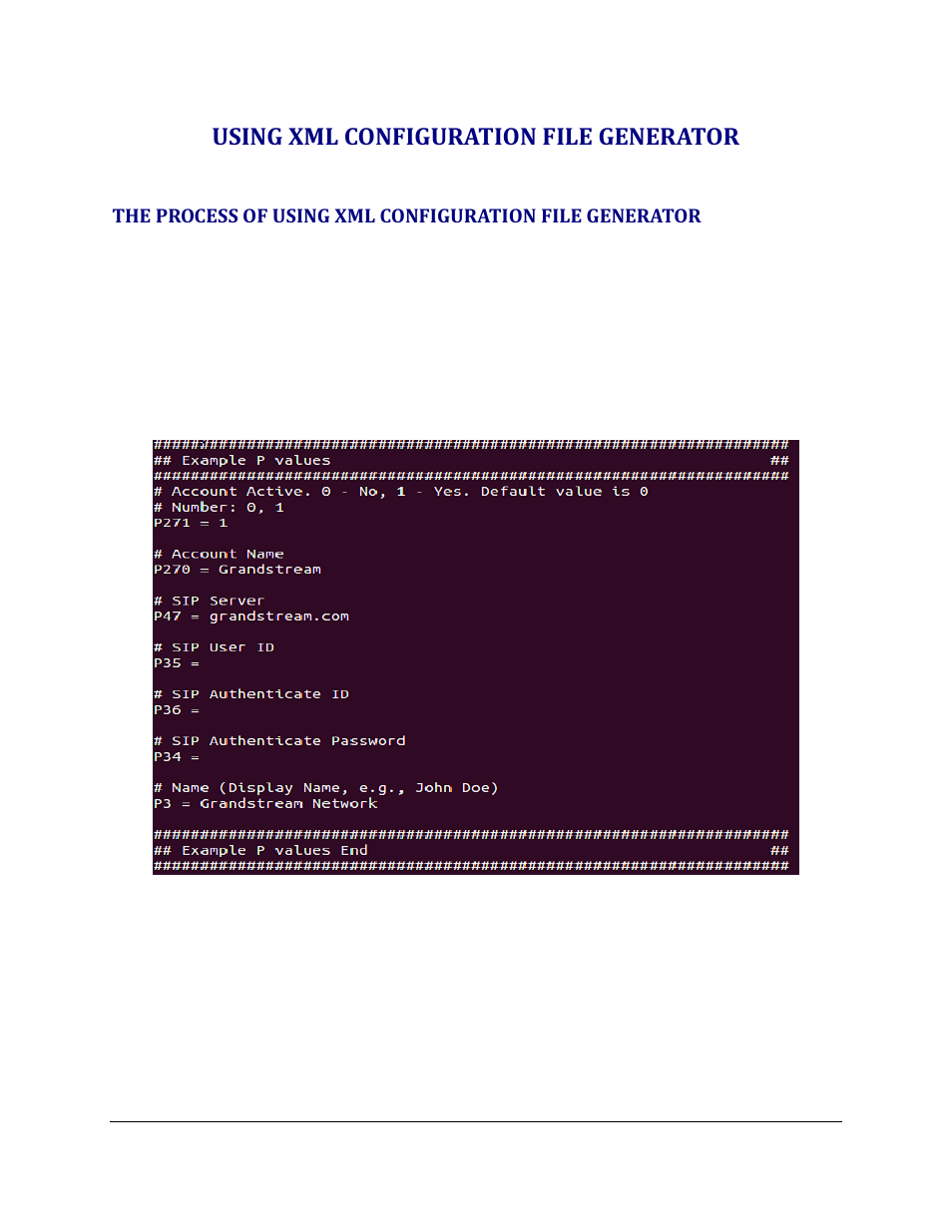 Using xml configuration file generator | Grandstream XML Configuration File Generator v1.7 User Manual | Page 6 / 10