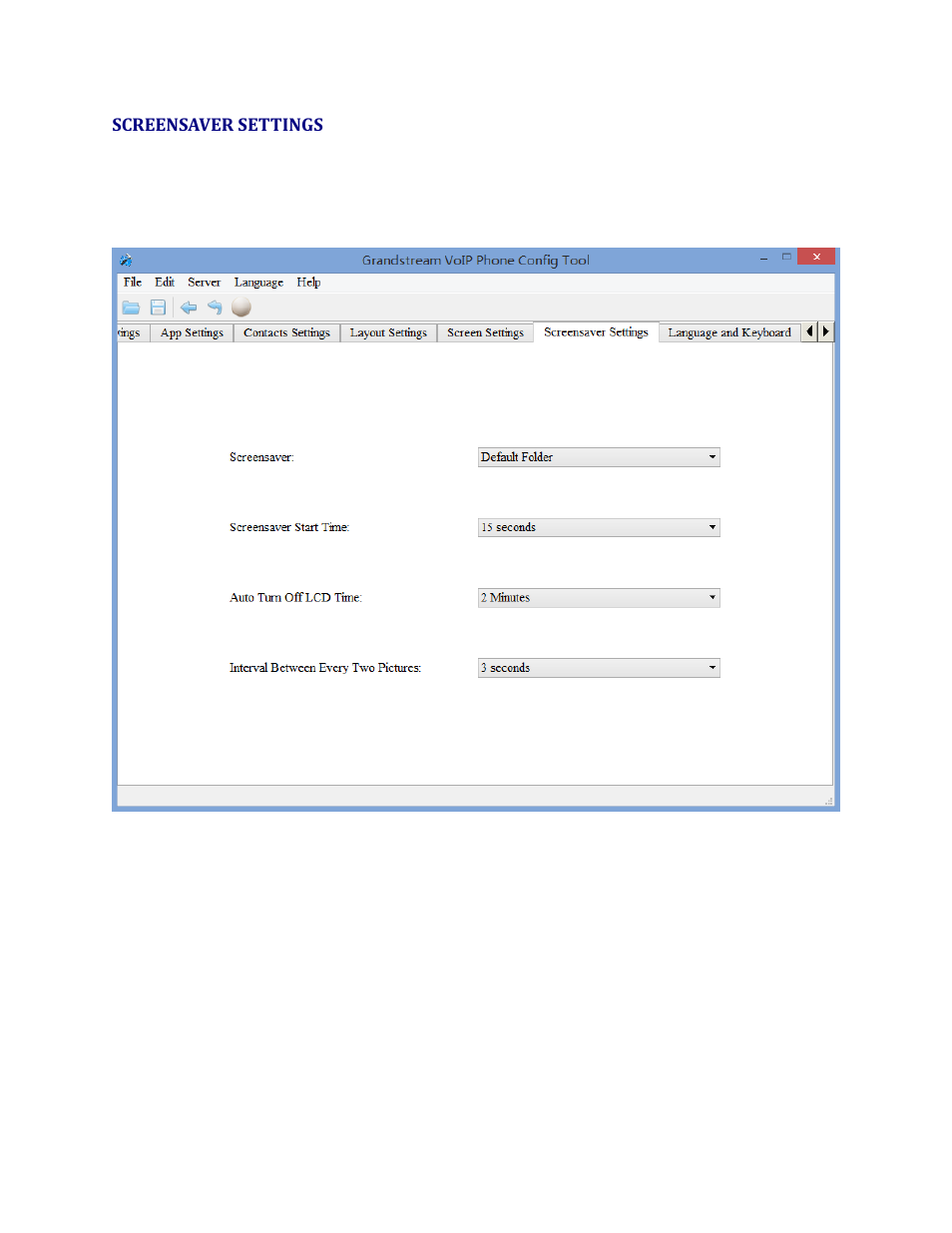 Screensaver settings, Figure 5: screensaver settings | Grandstream GXV3240 IP Multimedia Phone User Manual | Page 9 / 12