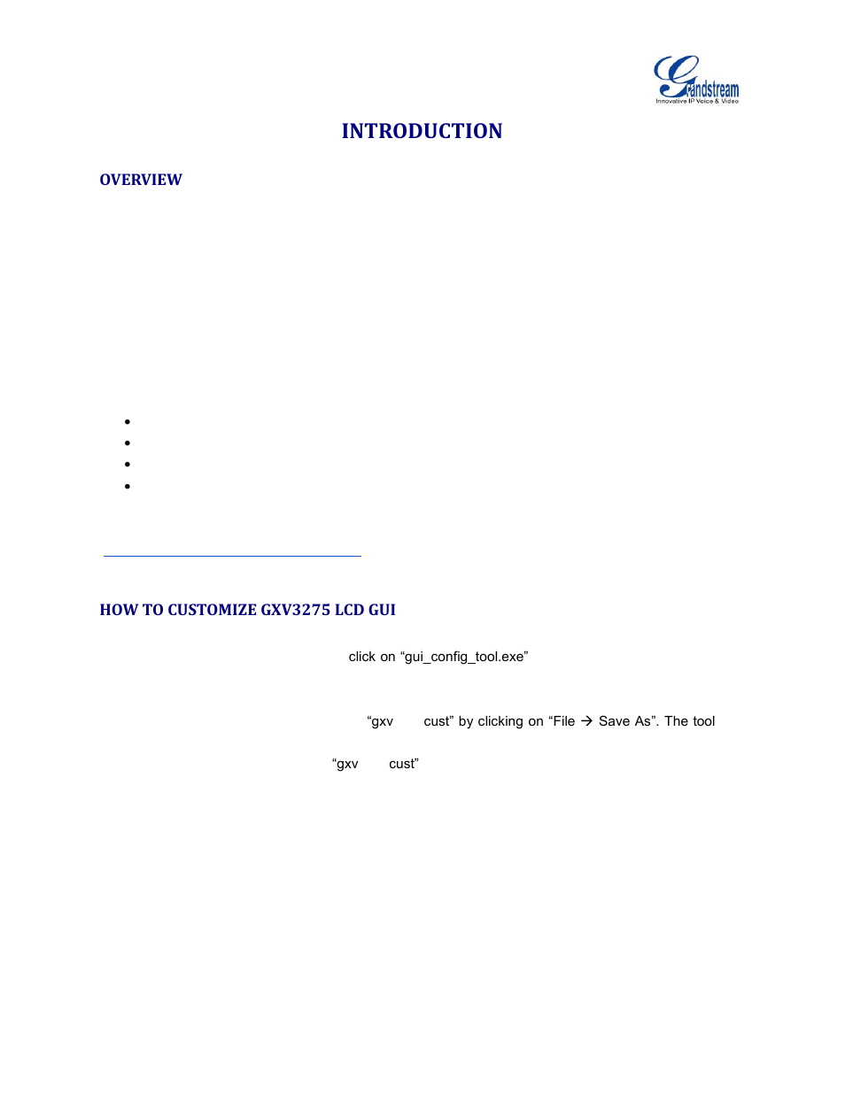 Introduction, Overview, How to customize gxv3275 lcd gui | Grandstream GXV3275 IP Multimedia Phone User Manual | Page 4 / 12