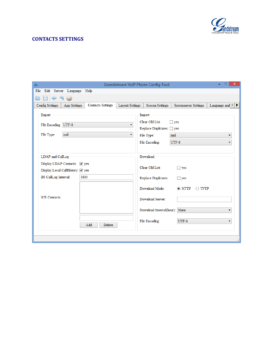 Contacts settings, Figure 4: contacts interface | Grandstream GXV3275 IP Multimedia Phone User Manual | Page 8 / 12