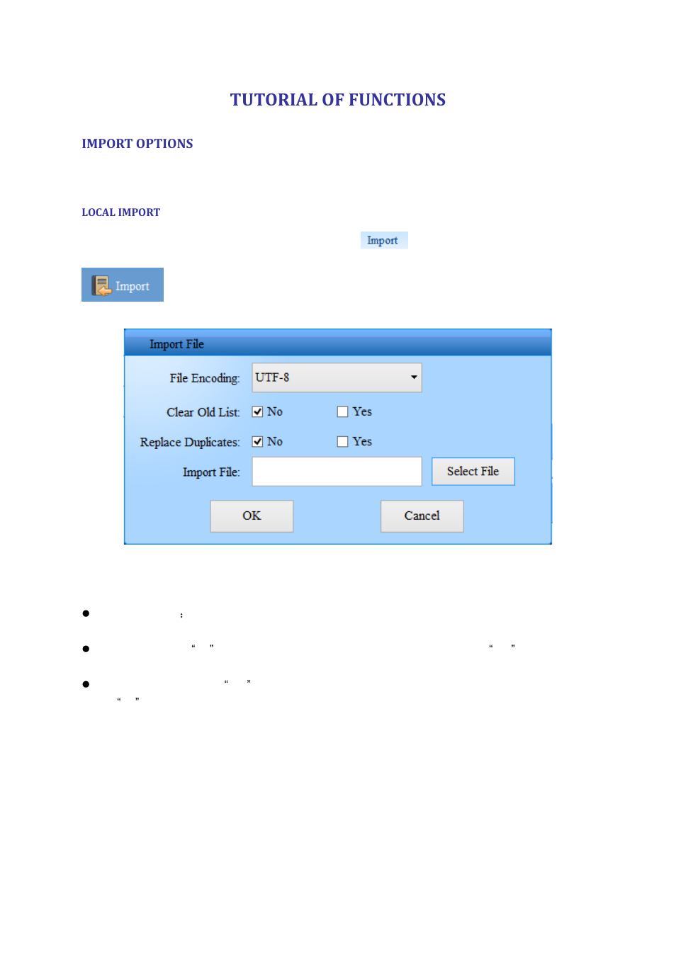 Tutorial of functions, Import options, Local import | Igure, Ocal, Mport, Indow | Grandstream Universal Phonebook Editor v3.6.4 User Manual | Page 6 / 15