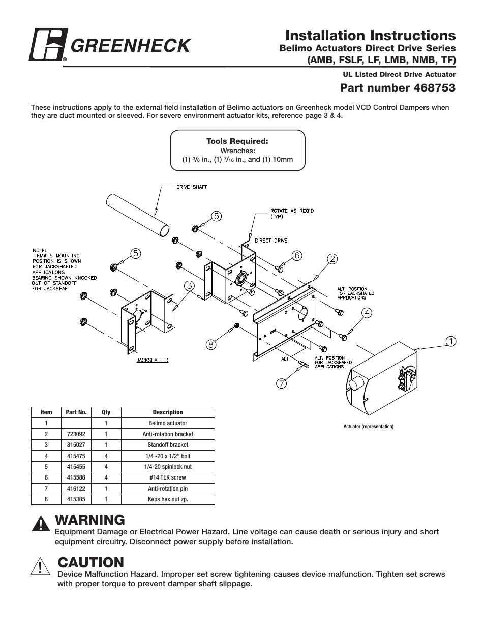 Greenheck AMB Series External Mount (468753) User Manual | 4 pages