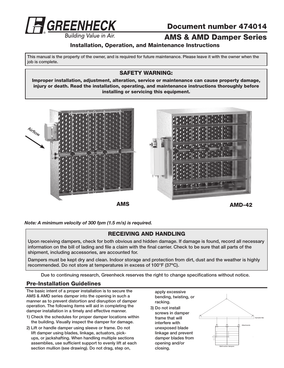 Greenheck AMD Series Dampers (474014) User Manual | 10 pages