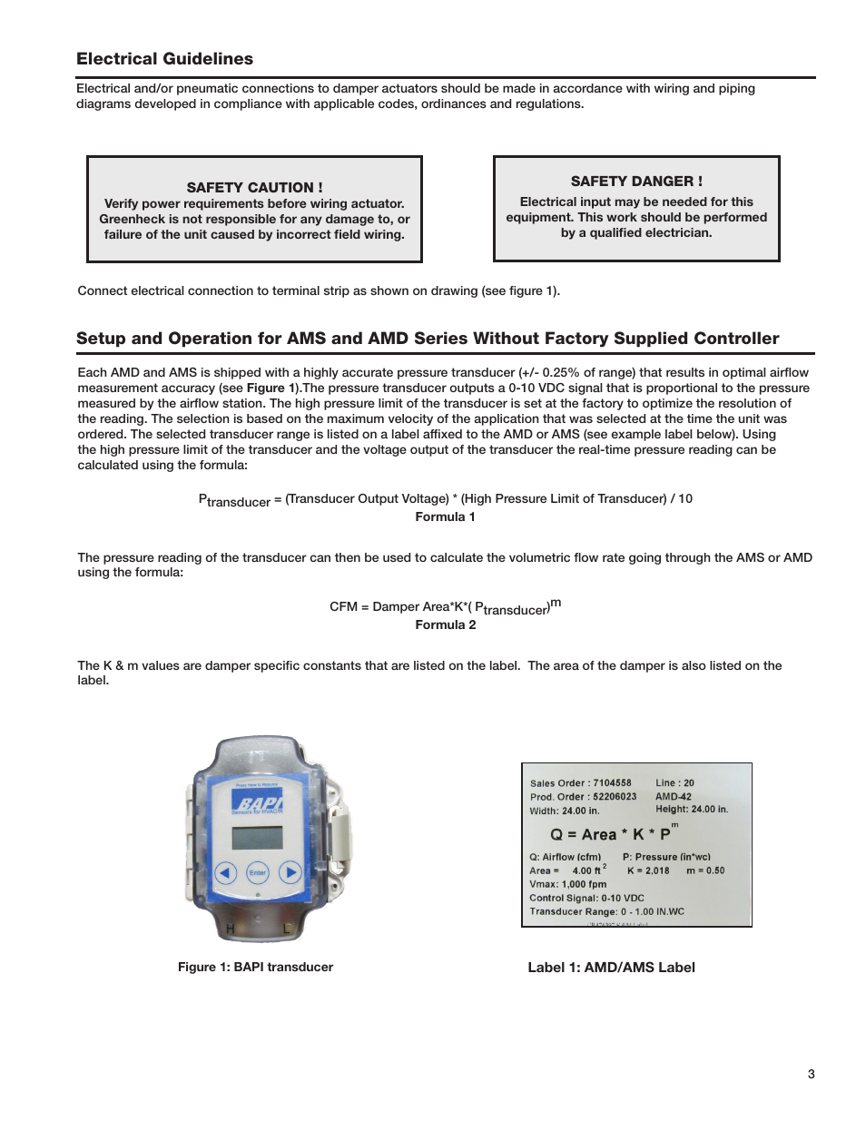 Electrical guidelines | Greenheck AMD Series Dampers (474014) User Manual | Page 3 / 10