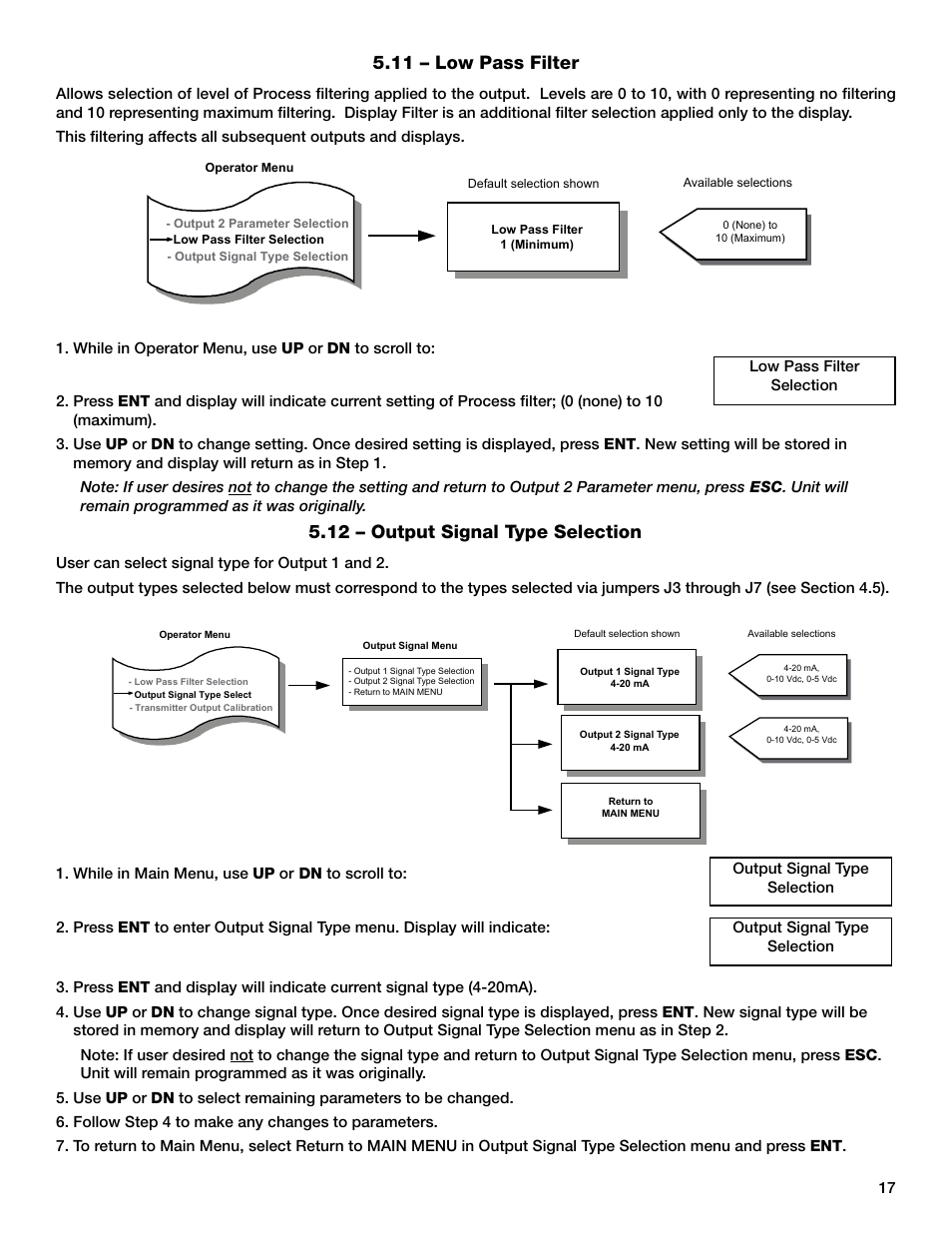 11 – low pass filter, 12 – output signal type selection | Greenheck AMD-xx-TD Transmitter User Manual | Page 17 / 35