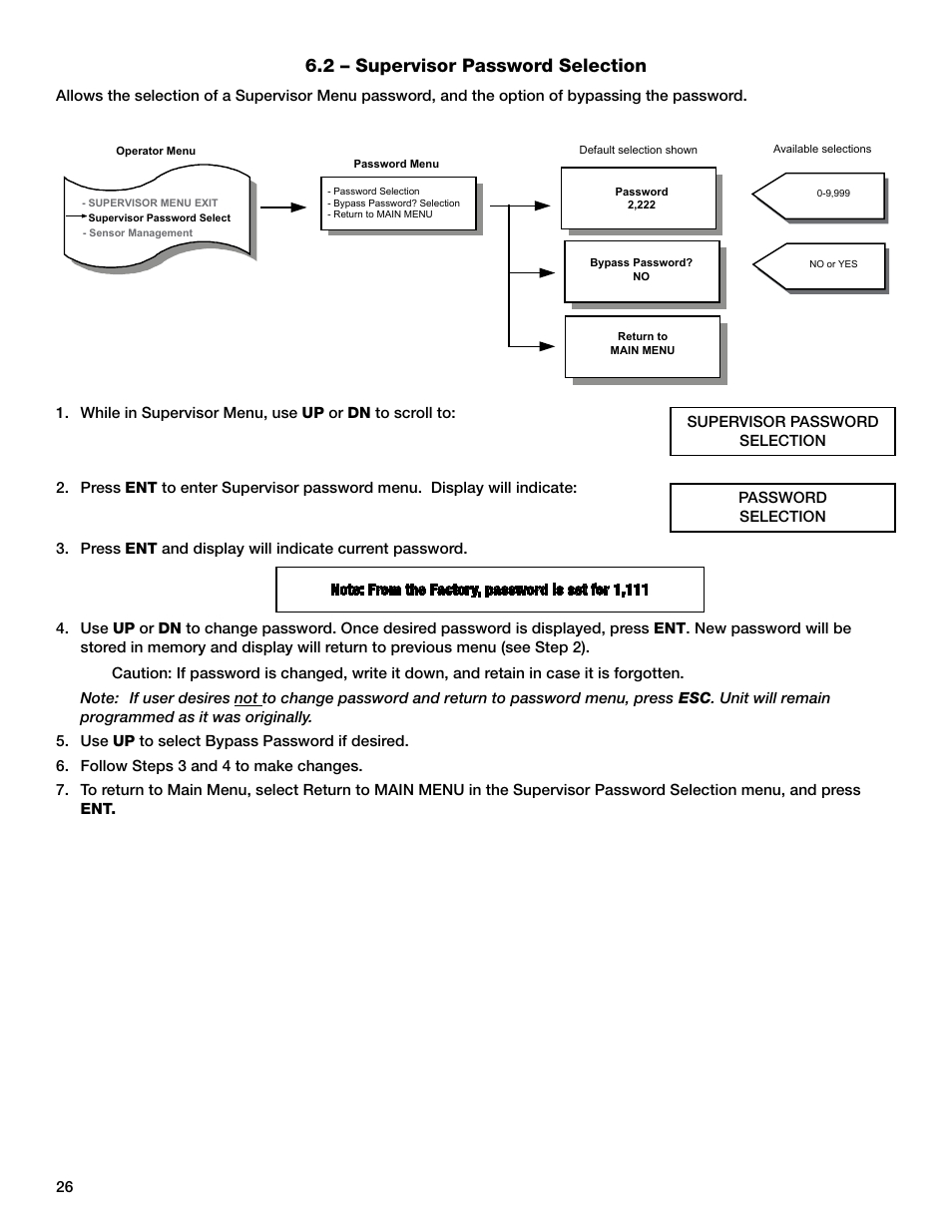 2 – supervisor password selection | Greenheck AMD-xx-TD Transmitter User Manual | Page 26 / 35