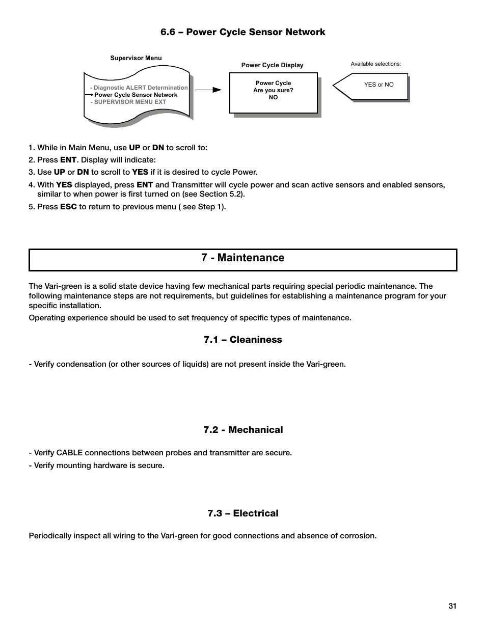 7 - maintenance, 6 – power cycle sensor network | Greenheck AMD-xx-TD Transmitter User Manual | Page 31 / 35