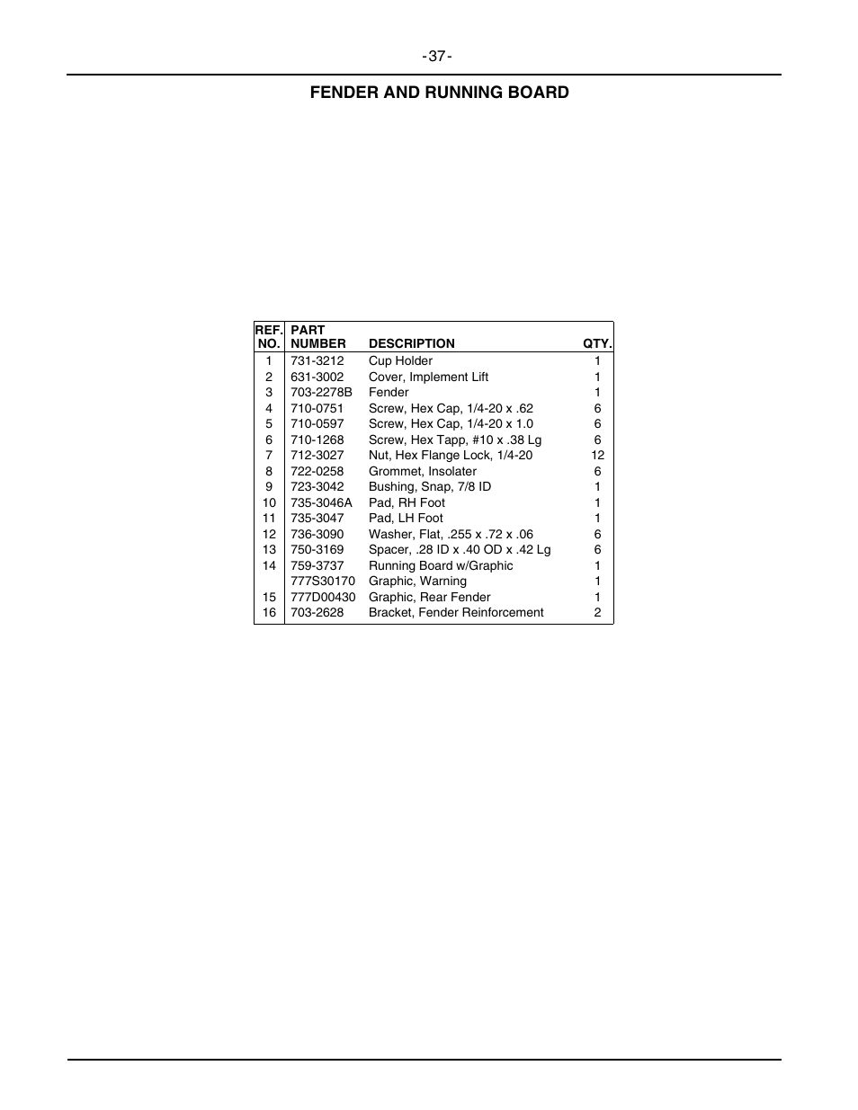 Fender and running board | Cub Cadet 2146 User Manual | Page 39 / 48