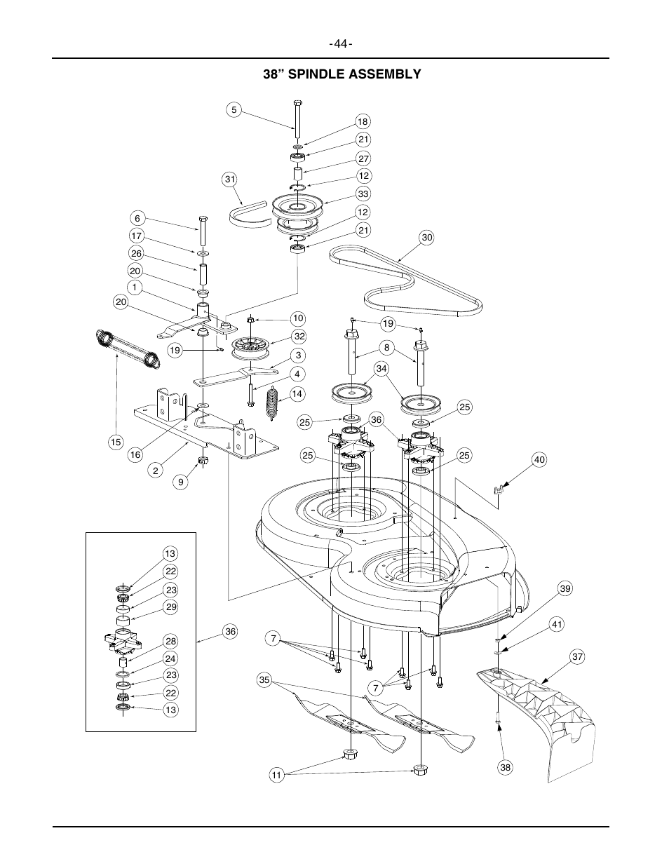 38” spindle assembly | Cub Cadet 2146 User Manual | Page 46 / 48