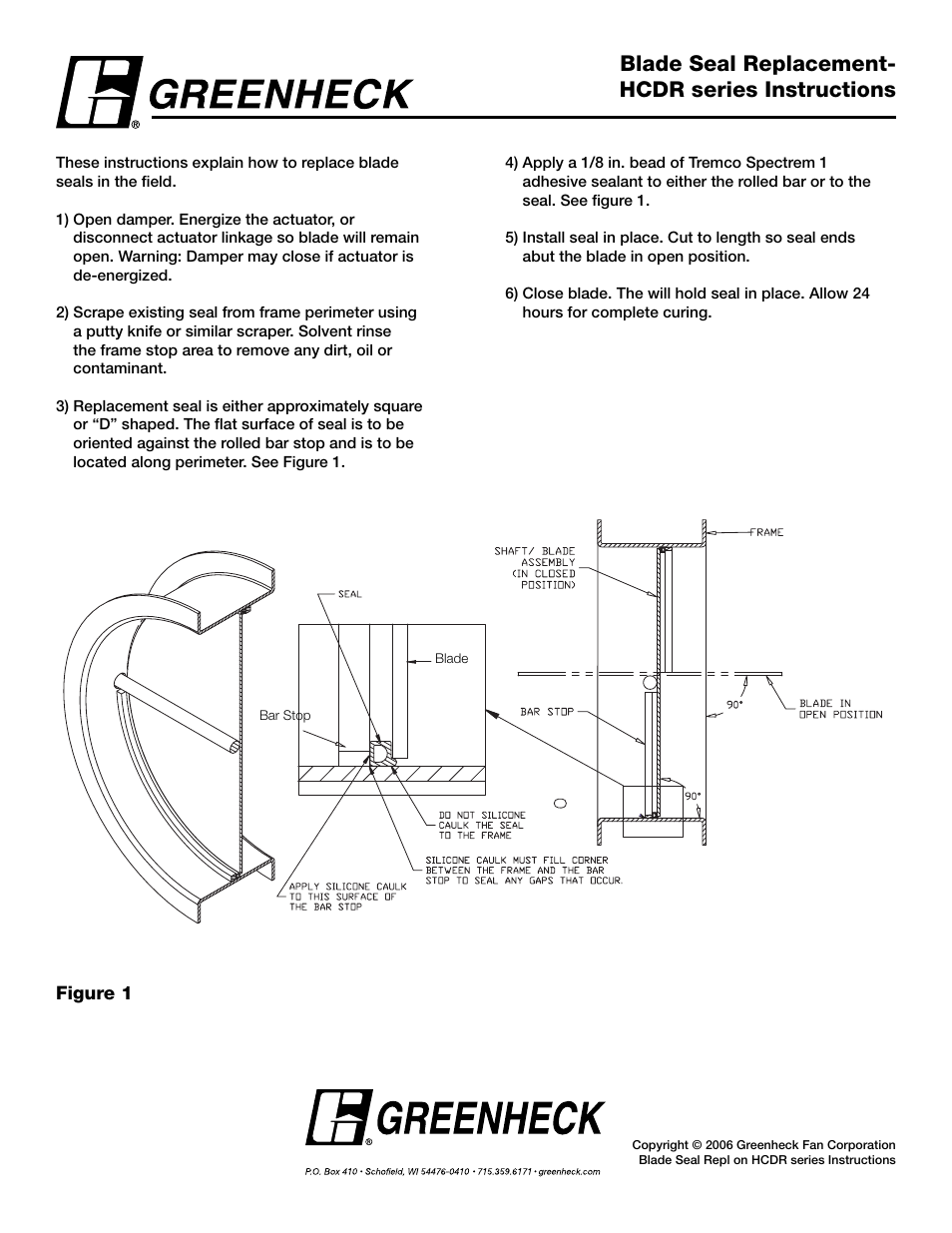 Greenheck Blade Seal Repalcement (HCDR Series) User Manual | 1 page