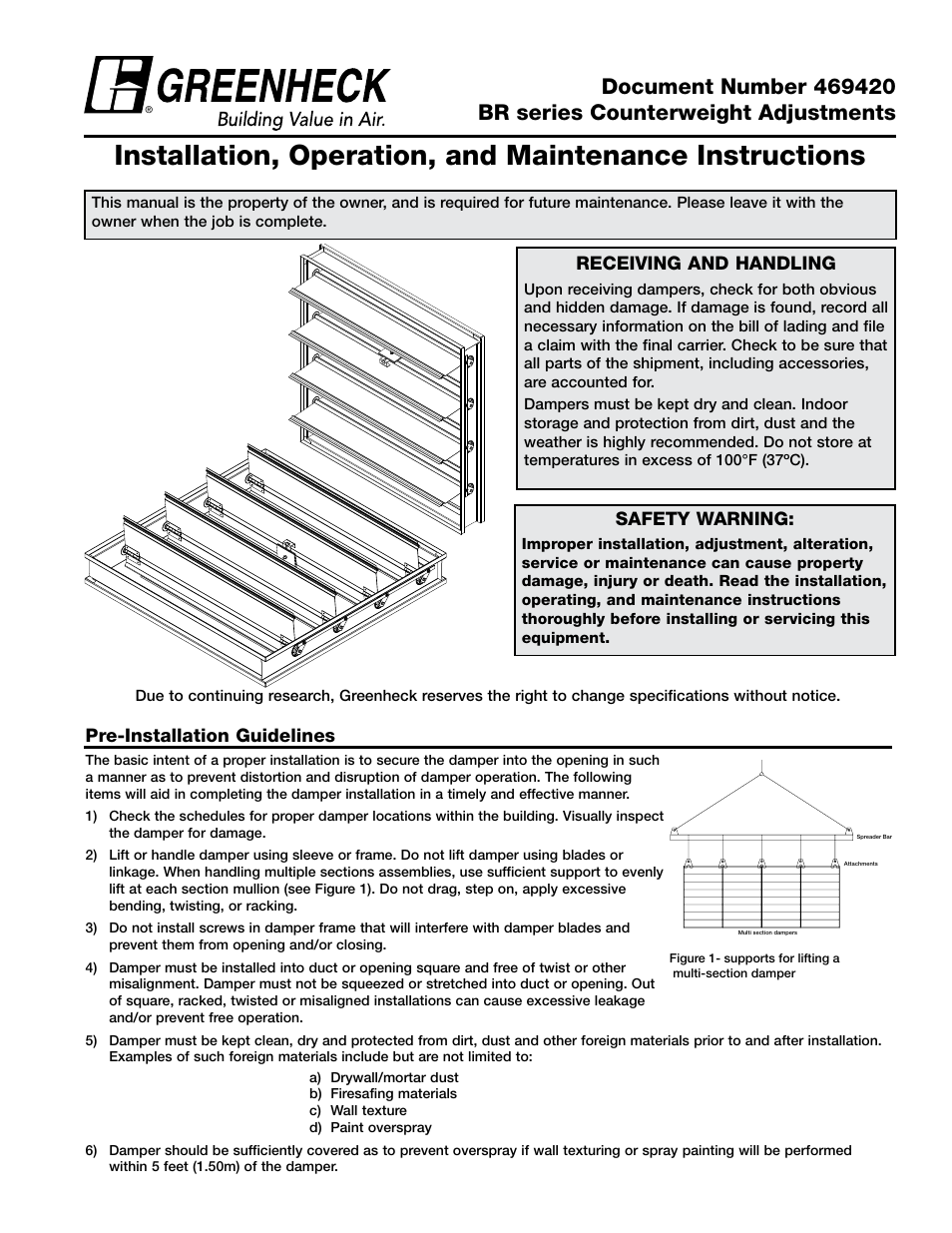 Greenheck BR Series - Counterweight Adjustment (469420) User Manual | 4 pages