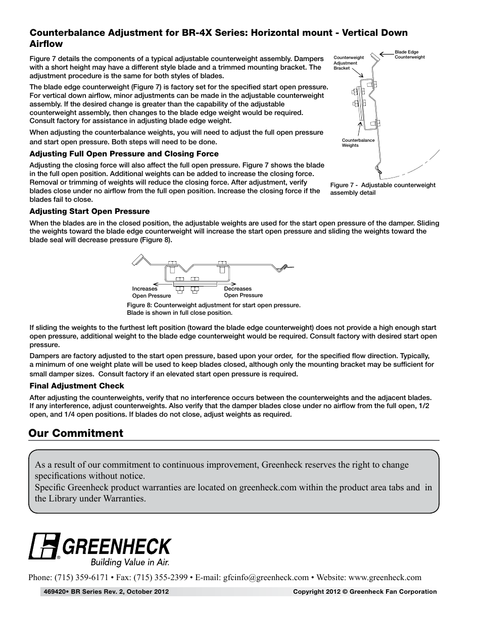 Our commitment | Greenheck BR Series - Counterweight Adjustment (469420) User Manual | Page 4 / 4
