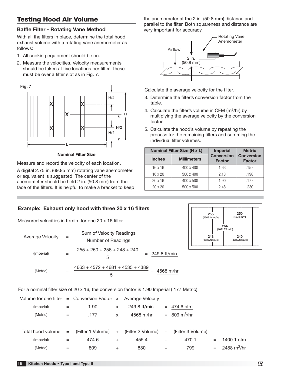 Testing hood air volume | Greenheck Canopy Hoods (452413 IOM) User Manual | Page 16 / 36